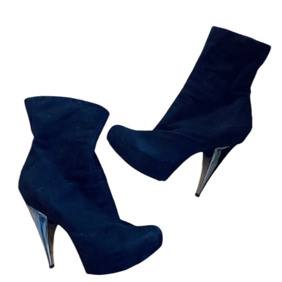 Giuseppe Zanotti black with silver heels hidden platform bootie EUC - Picture 2 of 8